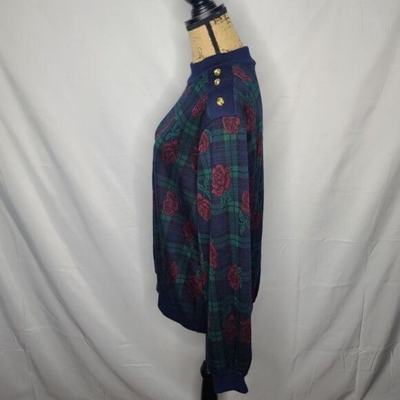 Vintage 80's Dark Cottagecore Rose Top Large / Dark Bohemian - Picture 2 of 11